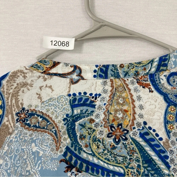 Chico's Paisley Y Neck Layered Asymmetric Long Sleeve Tunic size XL 3 - Picture 9 of 9